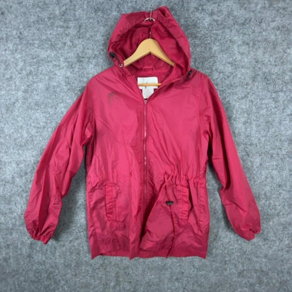 Chadwick's Windbreaker Jacket Women Medium Red Vintage Hooded Mesh Lined Zip